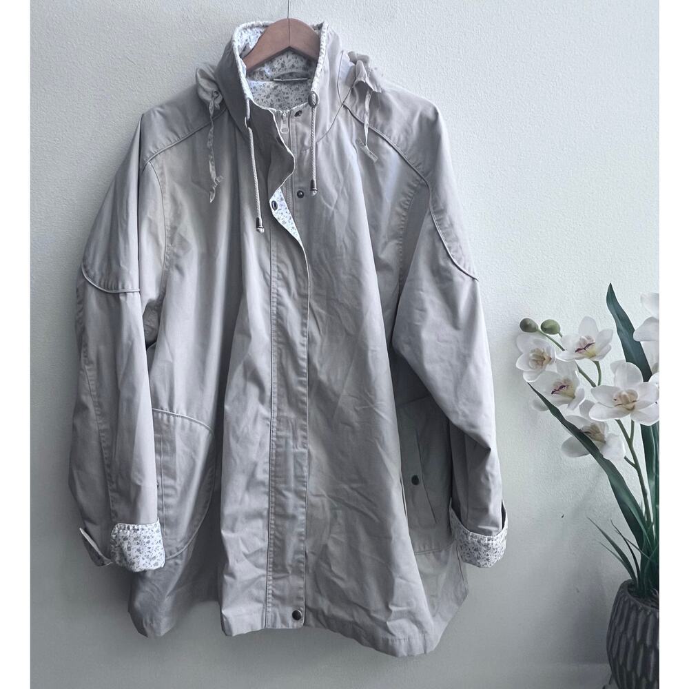 Vtg Blair Light Tan Cream Colored Coat Women 2XL Jacket Zipper Closure Polyester